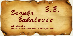 Branko Bakalović vizit kartica